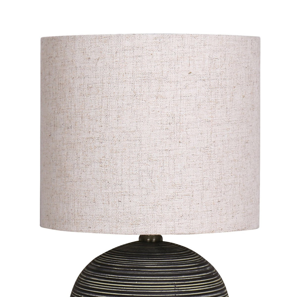 Sarantino Ceramic Table Lamp With Striped Pattern In Antique Black | Confetti Living