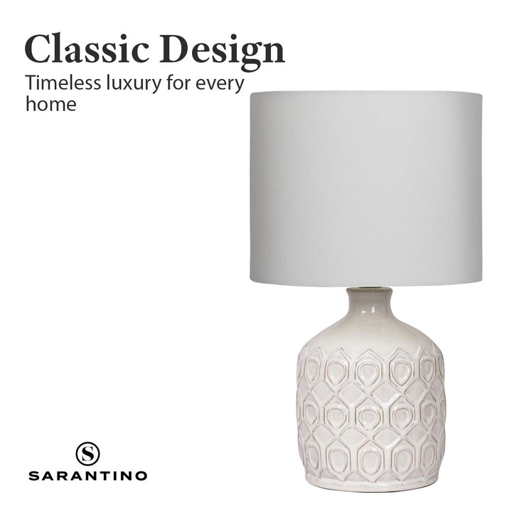 Sarantino Ceramic Table Lamp In Cream | Confetti Living