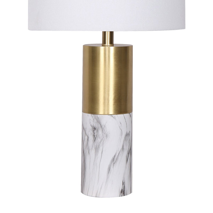 Sarantino Metal And Marble Table Lamp - White | Confetti Living