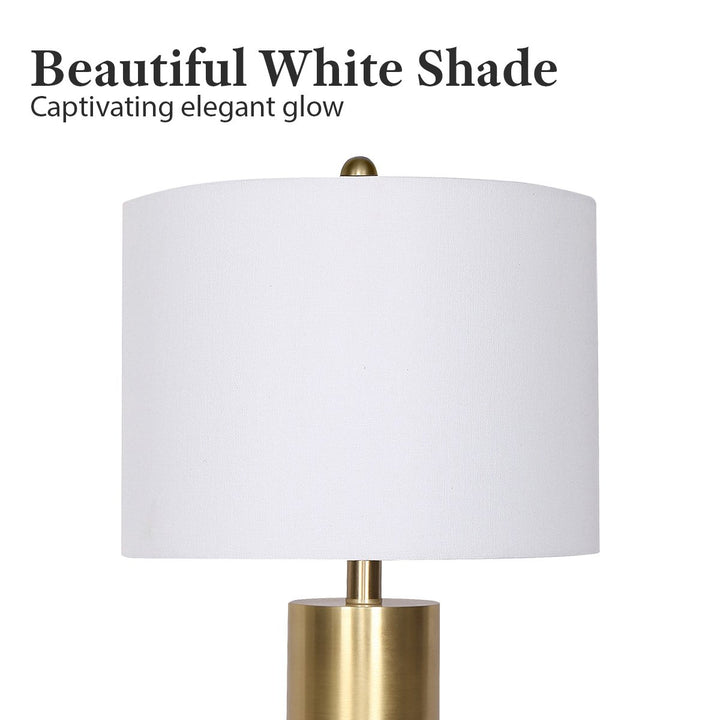 Sarantino Metal And Marble Table Lamp - White | Confetti Living