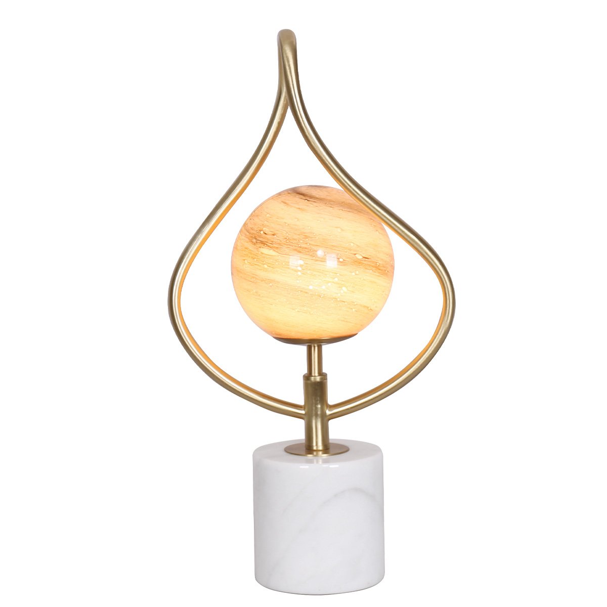 Sarantino Sculptural Orange Glass Table Lamp With White Marble Base | Confetti Living