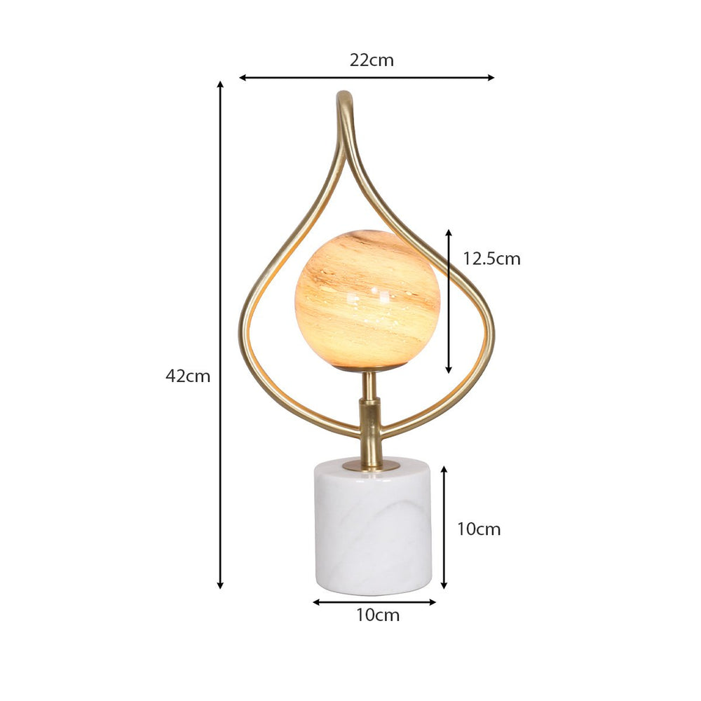 Sarantino Sculptural Orange Glass Table Lamp With White Marble Base | Confetti Living