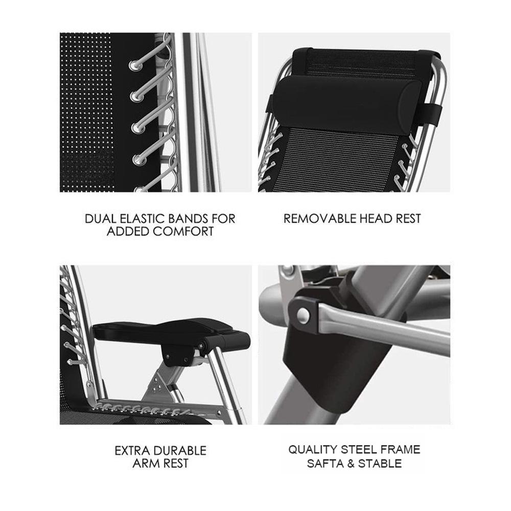 Gardeon Outdoor Folding Kingsize Reclininer - Black | Confetti Living