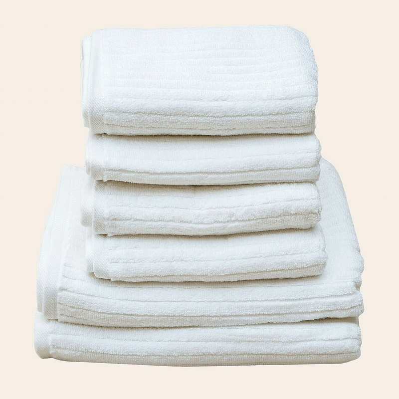 Towel White Stripe Organic Soft 6 piece Set | Confetti Living