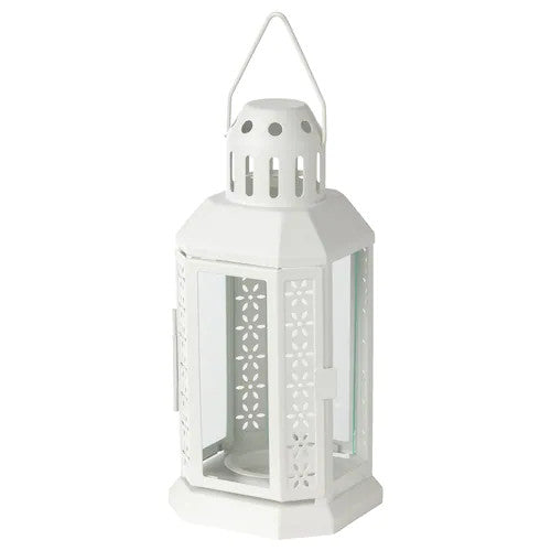 White Metal Miners Lantern for Tealight Candles | Confetti Living