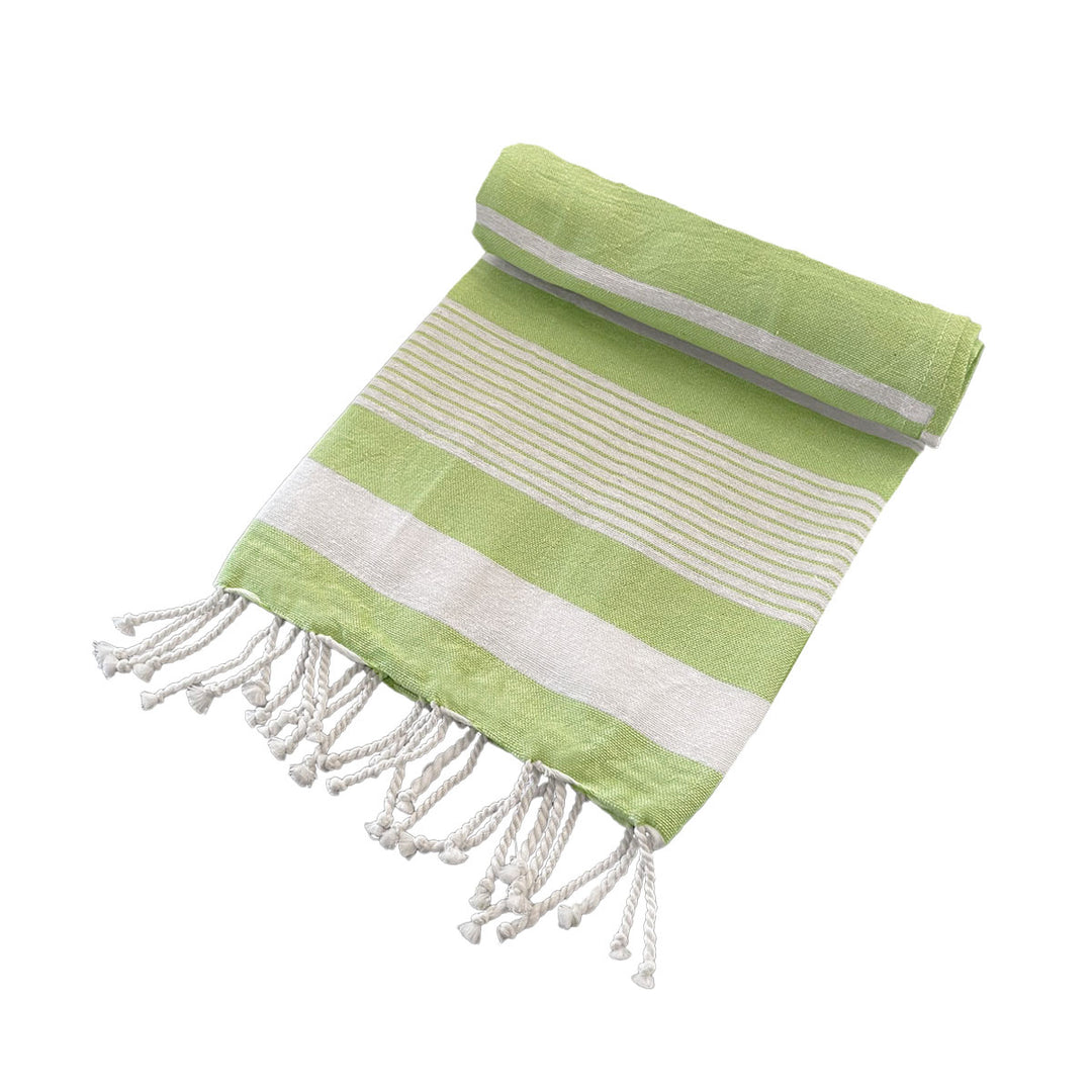 Turkish Beach Towel with Tassels - 80cm x 155cm Green | Confetti Living