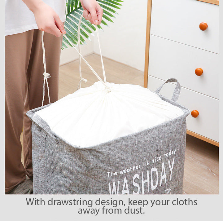 Collapsible Linen Laundry Hamper - Grey | Confetti Living