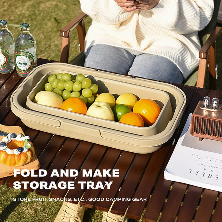 Picnic Basket Grey - 2 in 1 Portable, Folding with Lid | Confetti Living
