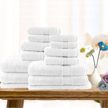 Cotton Bath Towel Set White 14 pieces | Confetti Living