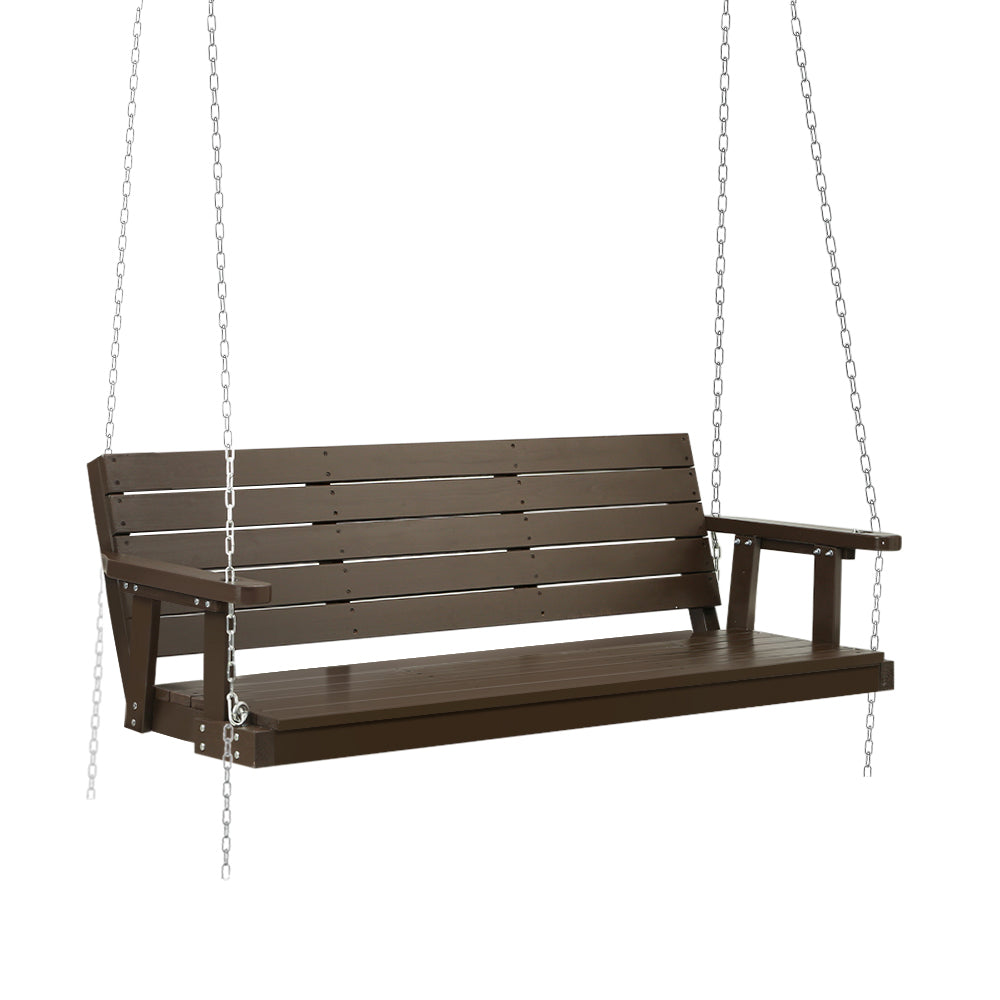 Gardeon Porch Swing Chair with Chains - 3 Seater Brown | Confetti Living