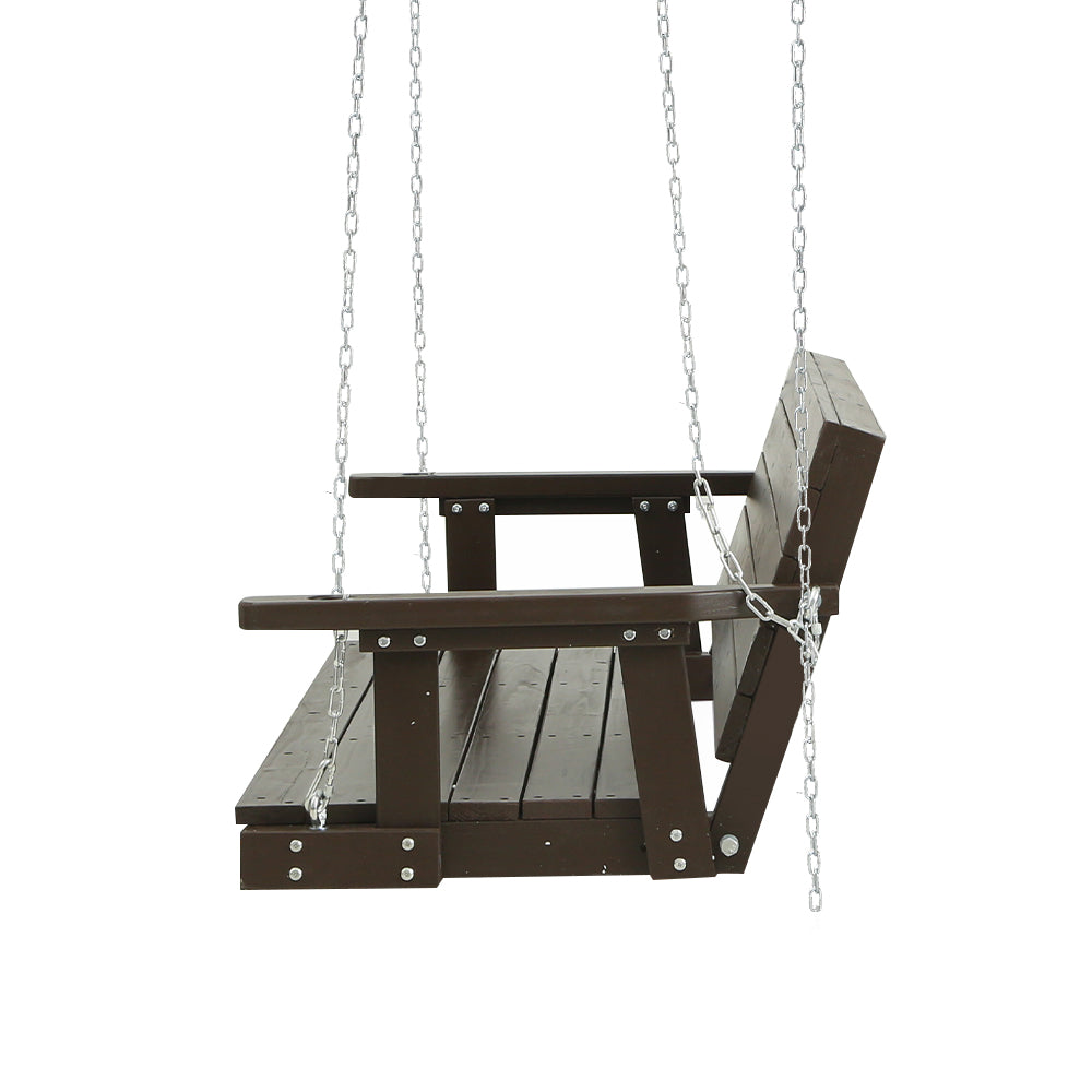 Gardeon Porch Swing Chair with Chains - 3 Seater Brown | Confetti Living