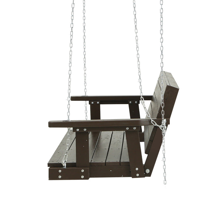 Gardeon Porch Swing Chair with Chains - 3 Seater Brown | Confetti Living