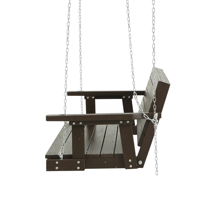 Gardeon Brown Porch Swing Chair with Chains showing side perspective | Confetti Living