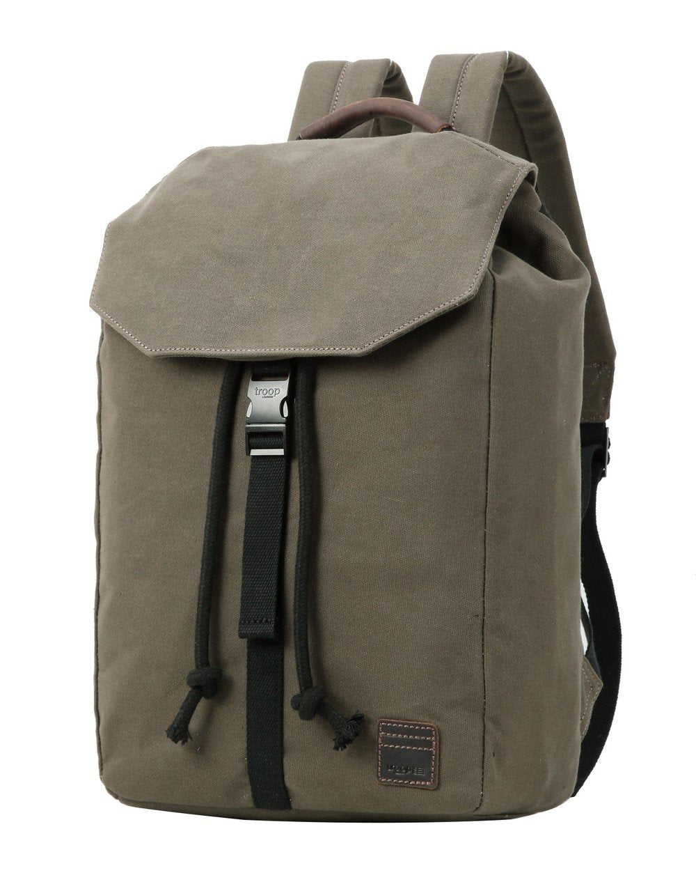 Bergen backpack which has many features including high quality hardware clip buckle, a branded fully-lined interior, wax coated treatment to create a water resistant barrier, multiple pockets to keep you organised, a leather wrapped top carry handle and a padded, adjustable back strap for extra comfort for everyday travelling. Front facing orientation..