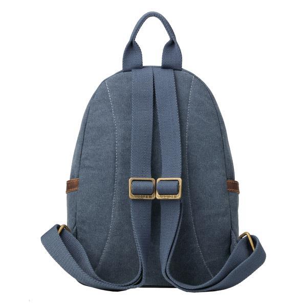 Classic blue small backpack from Troop London is a smaller two compartment backpack with a padded compartment for your tablet/iPad and could be your alternative for a handbag. Back facing orientation.